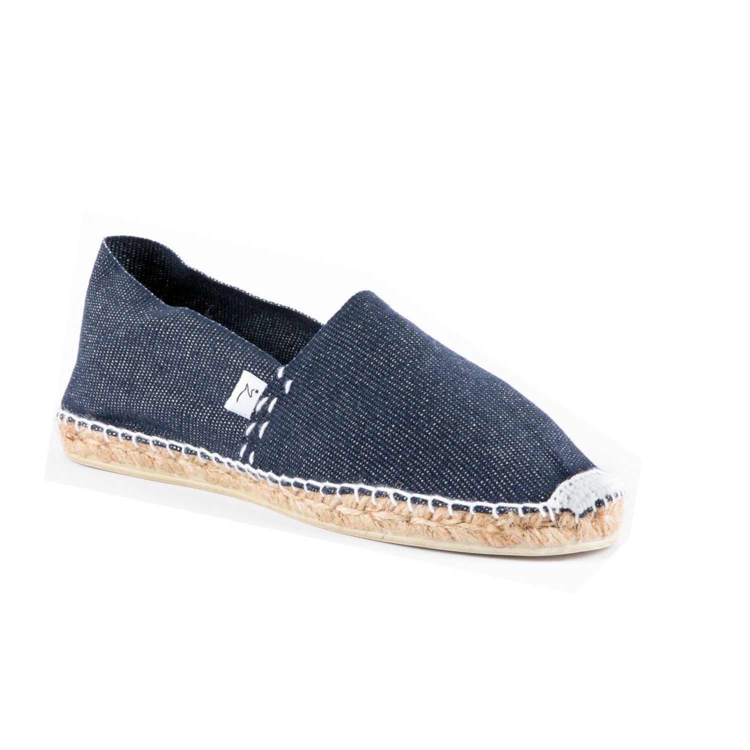 Espadrille MENKAR - Jean & couture blanche - Pointure : 45, Couleur : Marine, Imperméabilisation (+6,00€) : Non