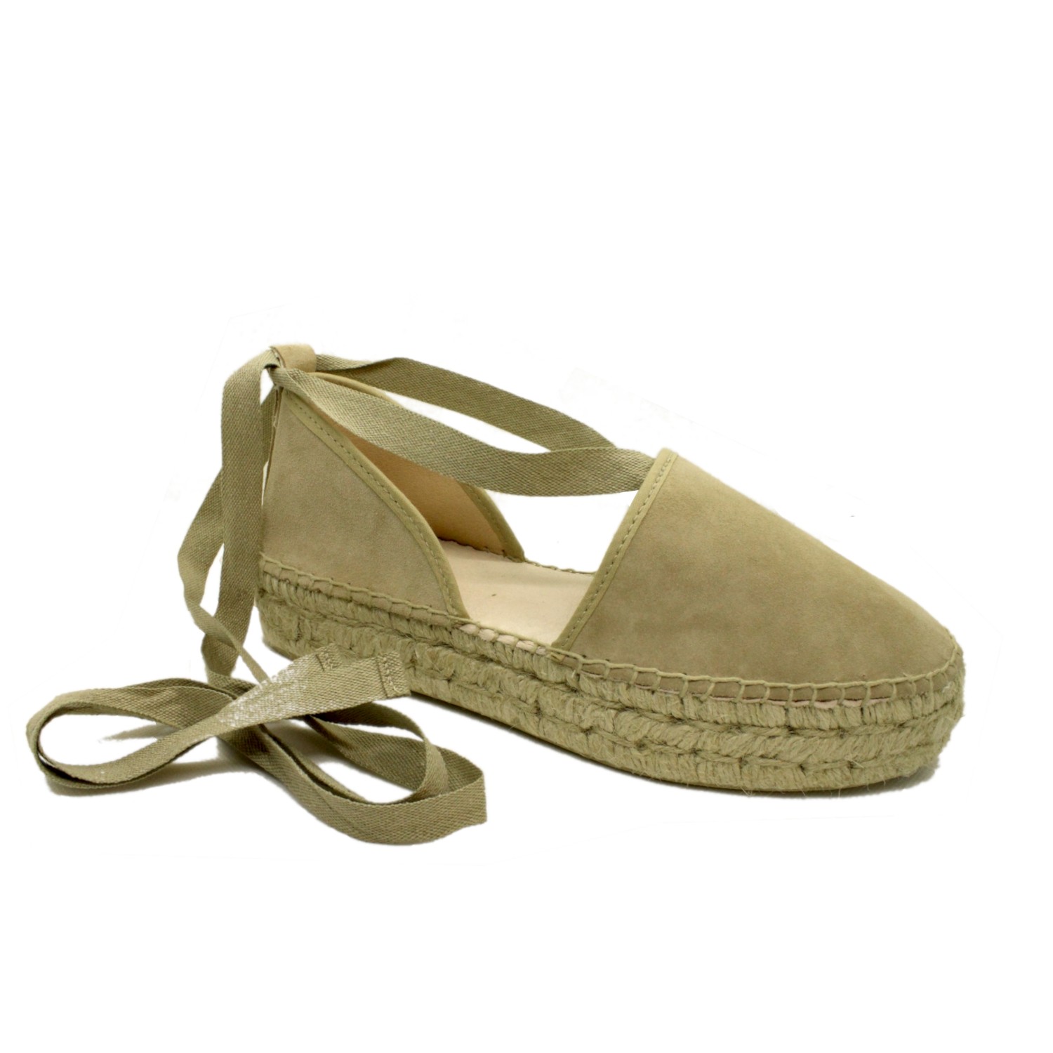 Espadrille en cuir velours beige - Petite Ourse - Pointure : 38, Couleur : Beige