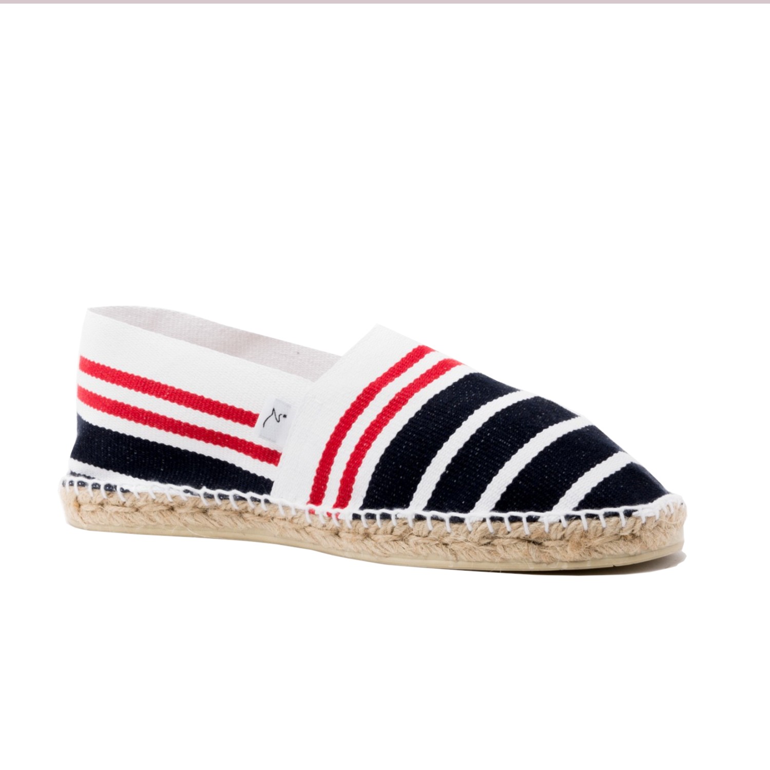 Espadrille blanche rayée bleu et rouge POLARIS - Pointure : 44, Couleur : Blanc, Imperméabilisation (+6,00€) : Non