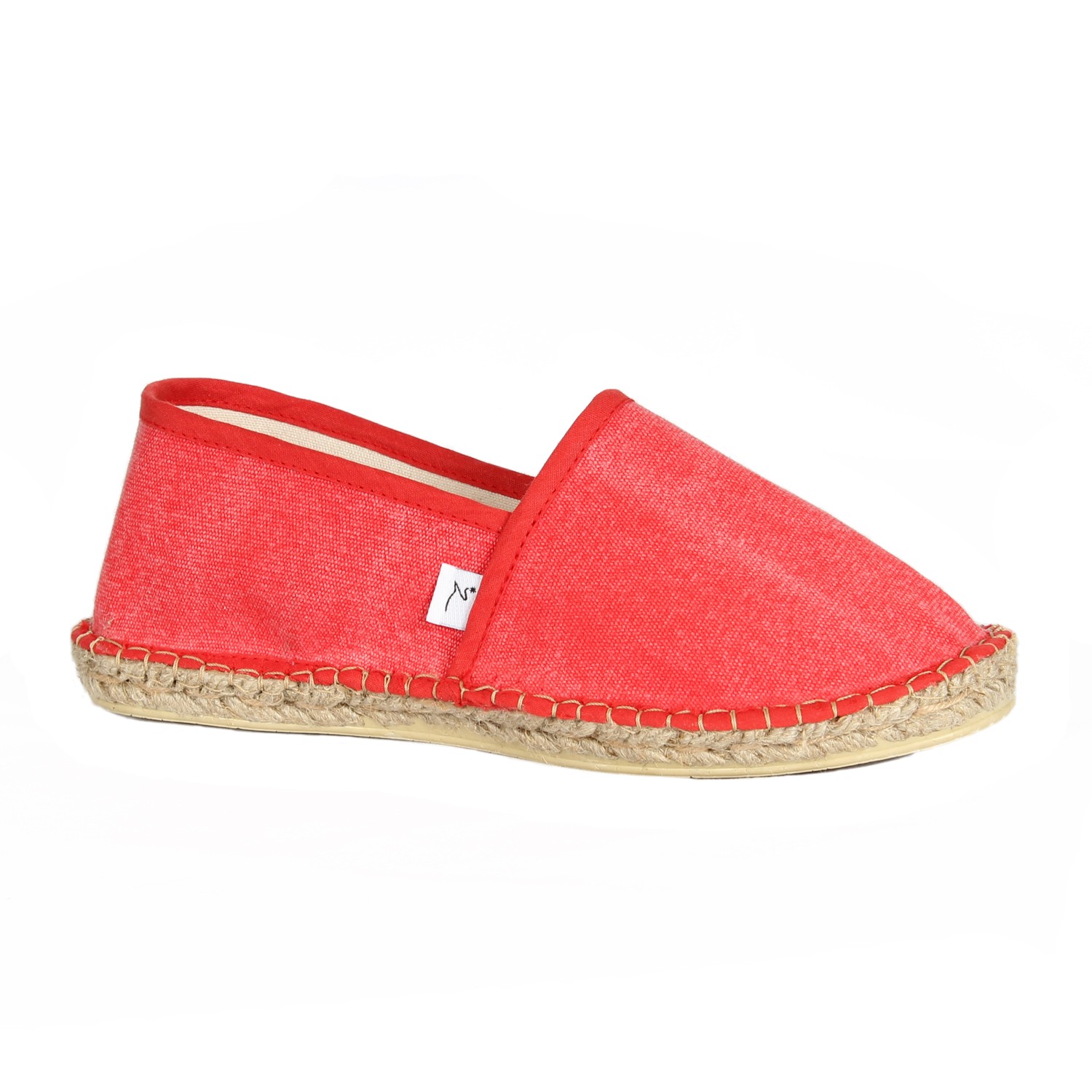 Espadrille en coton recycl rouge carmin basque artisanale