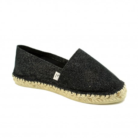 espadrille en coton noir paillete fabrication artisanale pays basque