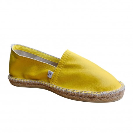 UNIVERS – Espadrille en cuir pleine fleur noir