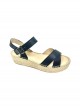 Espadrille compensée avec bride cuir DRAGON noire