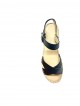 Espadrille compensée avec bride cuir DRAGON noire